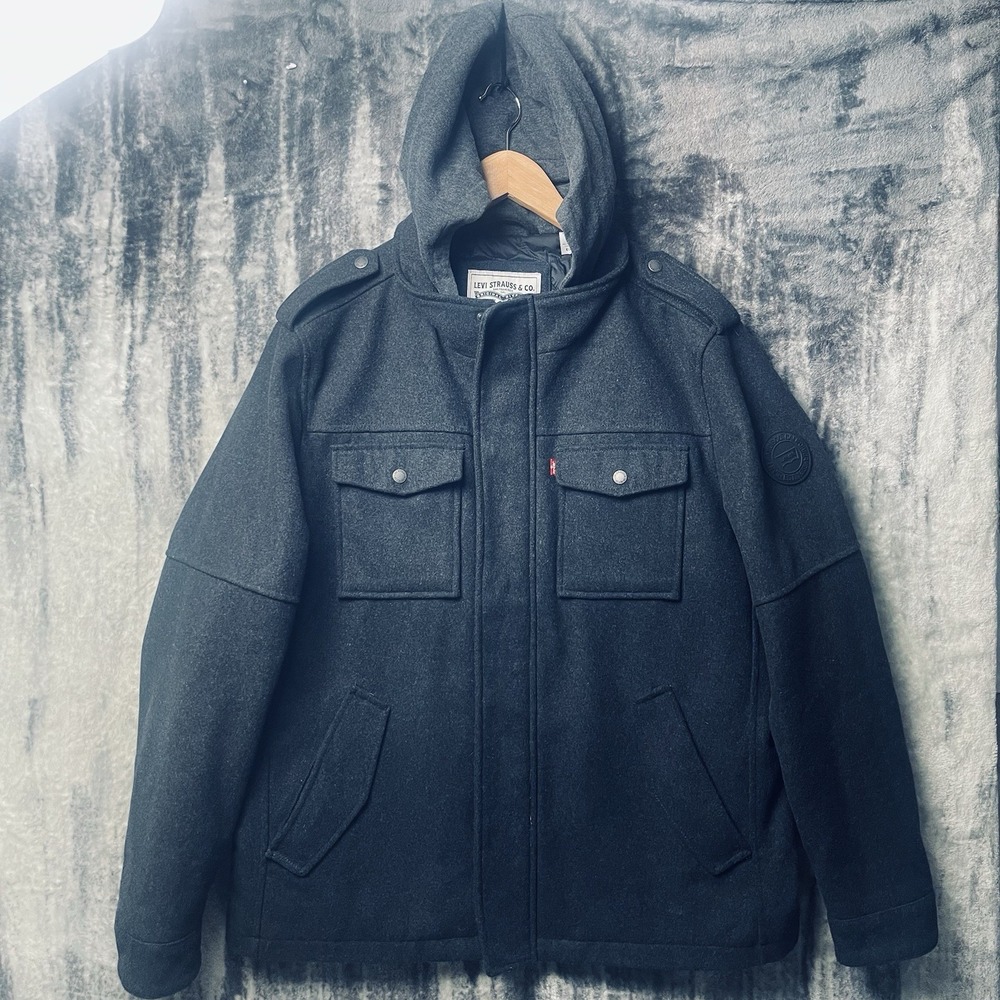 Levi's Men's X Large Quilt Lining Black Full Zip/Snap Insulated Coat Jacket